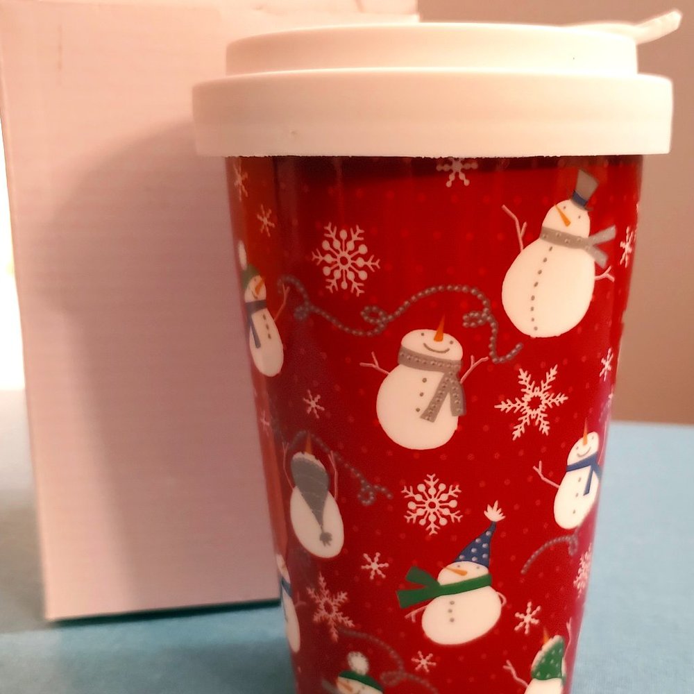 Porcelain Winter Theme Travel Mug - NWT